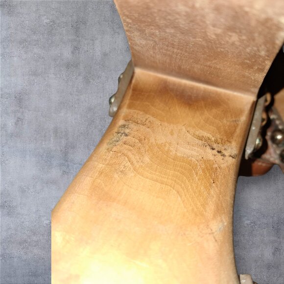Old School Vintage Coach Size 10 Wooden Heel Strap Platforms in British Tan - Picture 5 of 14